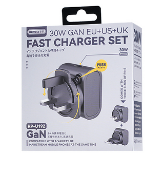 REMAX GAN CHARGER EU+US+UK 30W RP-U192