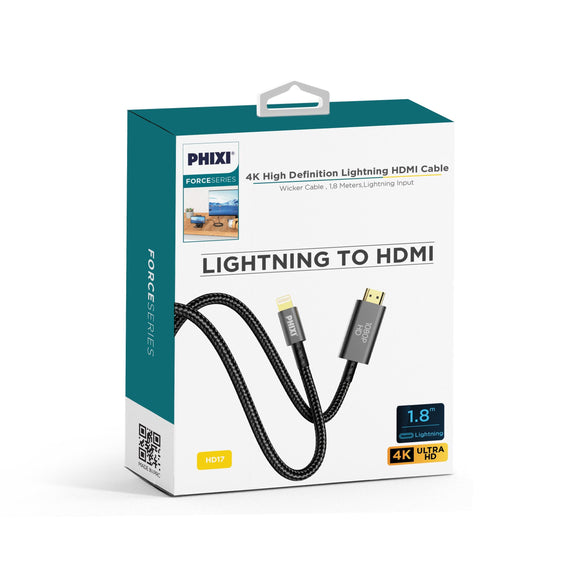 PHIXI LIGHTNING TO HDMI CABLE 1080P 1.8M